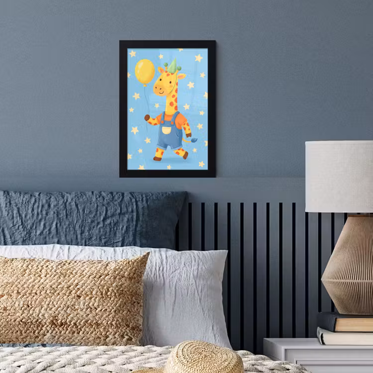 Poster met lijst - Dieren - Giraffe - Ballon - Feest - Kinderkamer — 3