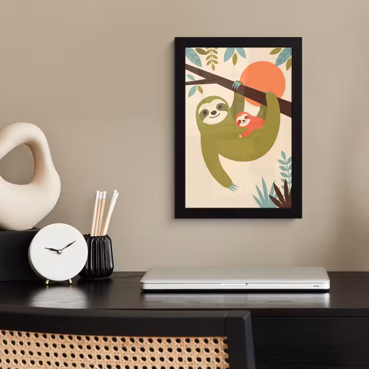 Poster met lijst - Dieren - Moeder - Baby - Natuur - Groen — 2