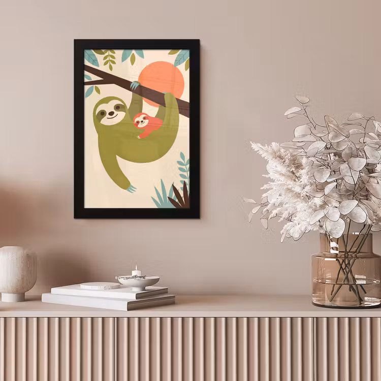 Poster met lijst - Dieren - Moeder - Baby - Natuur - Groen — 5