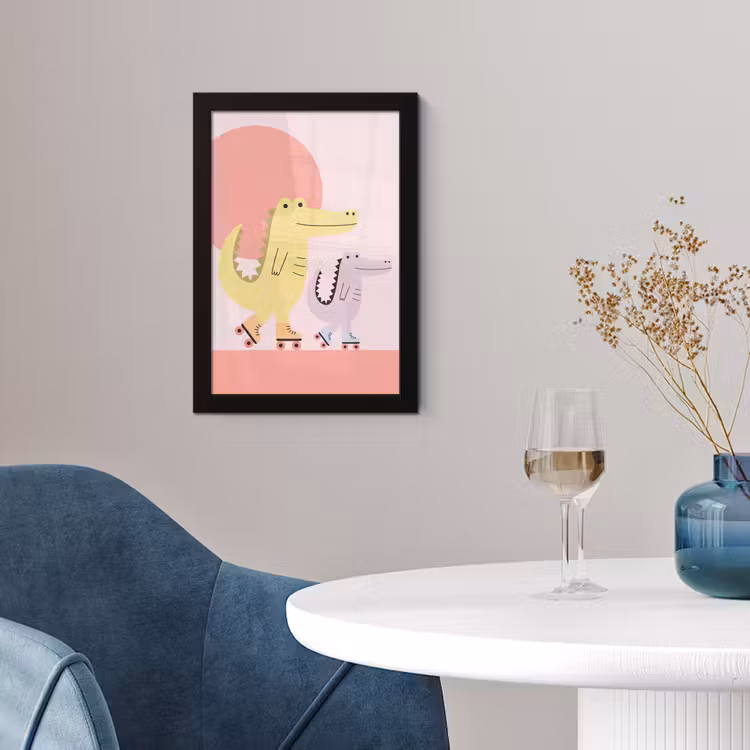 Poster met lijst - Dieren - Skaten - Illustratie - Speels - Roze — 4