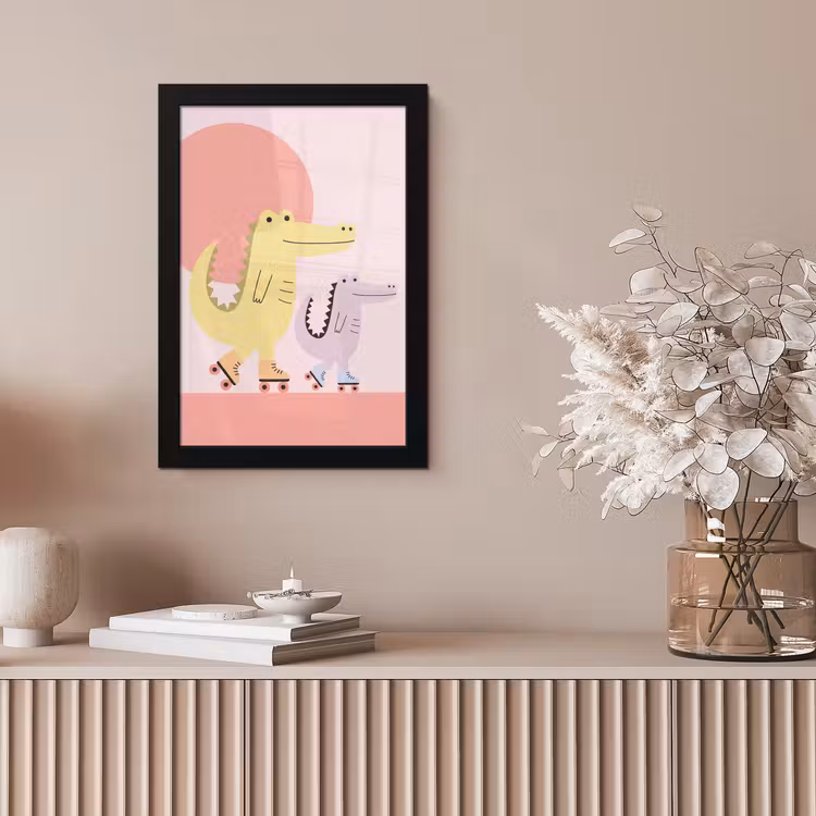 Poster met lijst - Dieren - Skaten - Illustratie - Speels - Roze — 5