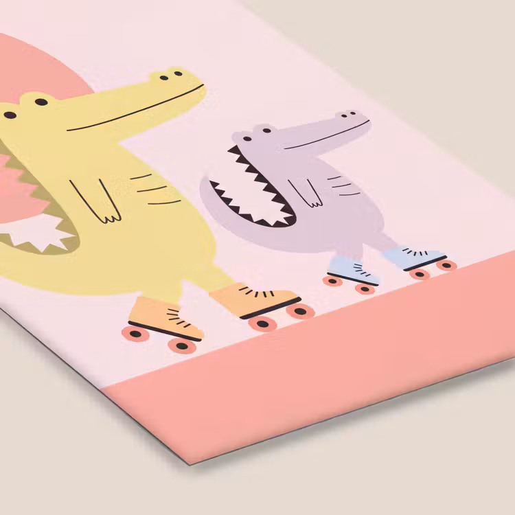 Poster met lijst - Dieren - Skaten - Illustratie - Speels - Roze — 7