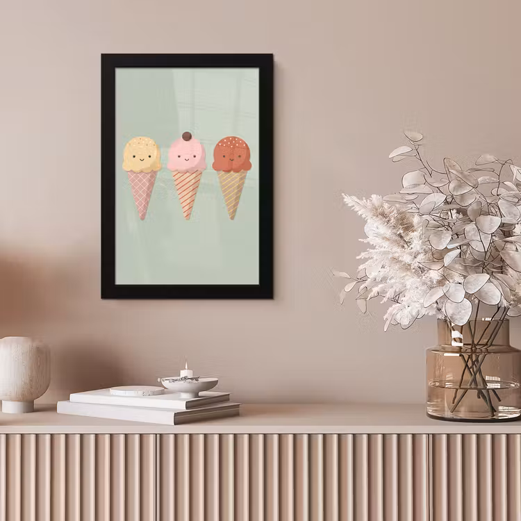 Poster met lijst - IJs - Hoorntjes - Eten - Illustratie - Vrolijk — 5