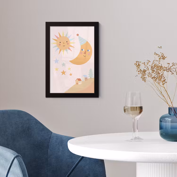 Poster met lijst - Zon - Maan - Sterren - Kinderkamer - Pastel — 4
