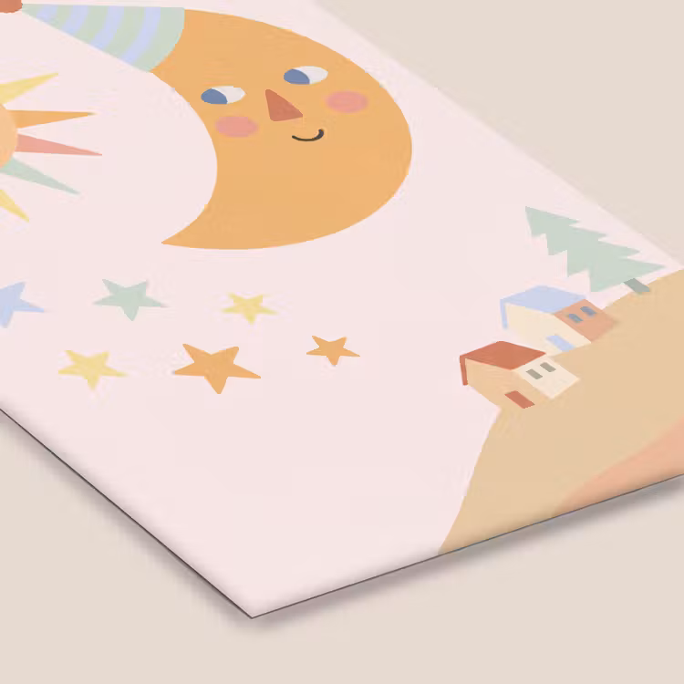 Poster met lijst - Zon - Maan - Sterren - Kinderkamer - Pastel — 7