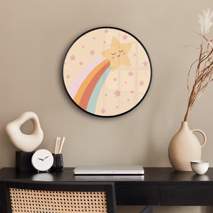 Ronde fotolijst - Ster - Regenboog - Nacht - Illustratie - Pastel — 3