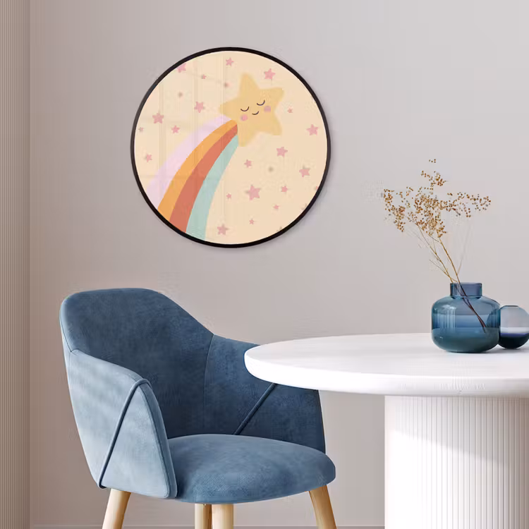 Ronde fotolijst - Ster - Regenboog - Nacht - Illustratie - Pastel — 4