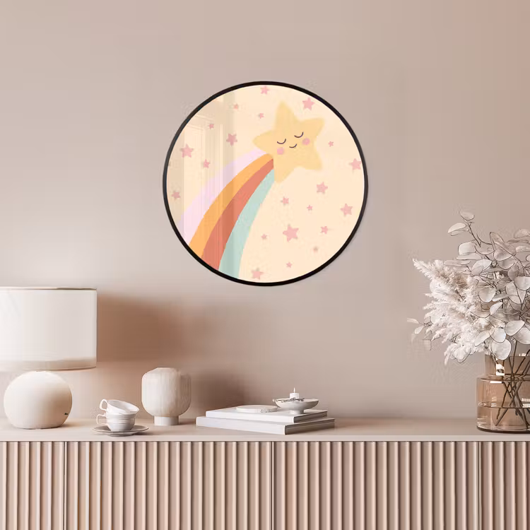 Ronde fotolijst - Ster - Regenboog - Nacht - Illustratie - Pastel — 5