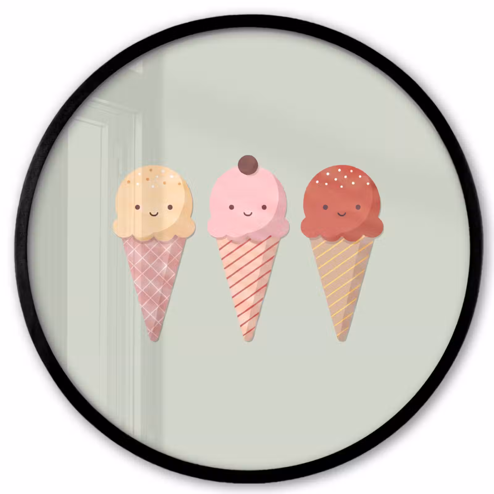 Ronde fotolijst - IJs - Hoorntjes - Eten - Illustratie - Vrolijk — 1