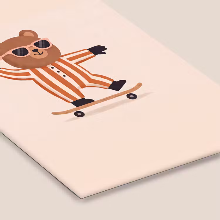 Poster met lijst - Dieren - Skateboard - Spel - Cartoon - Roze — 7