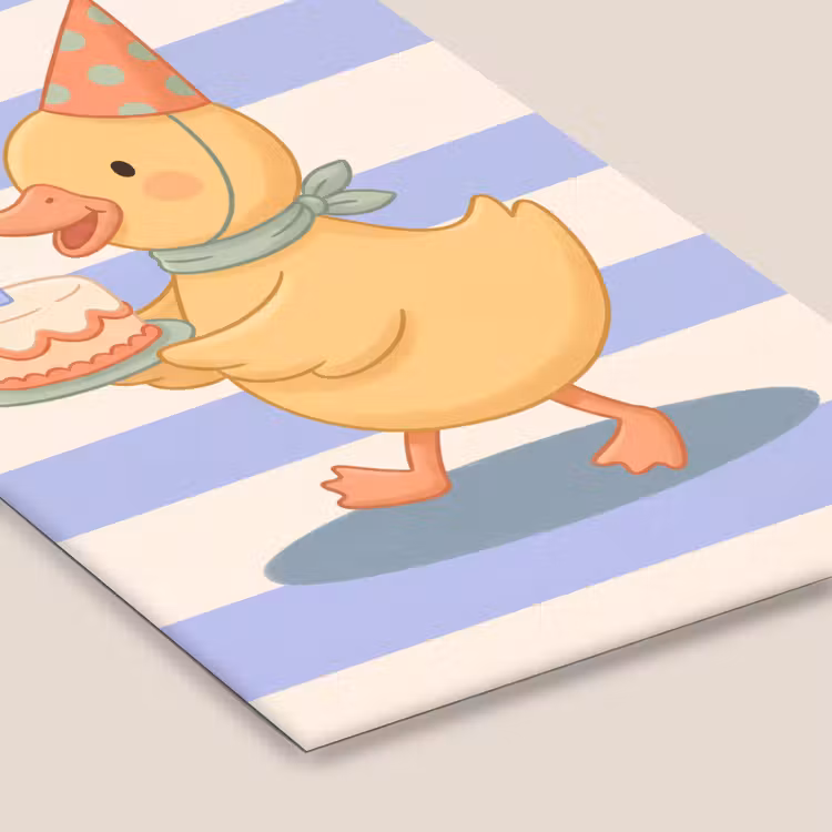 Poster met lijst - Vogel - Feest - Taart - Kinder - Illustratie — 7
