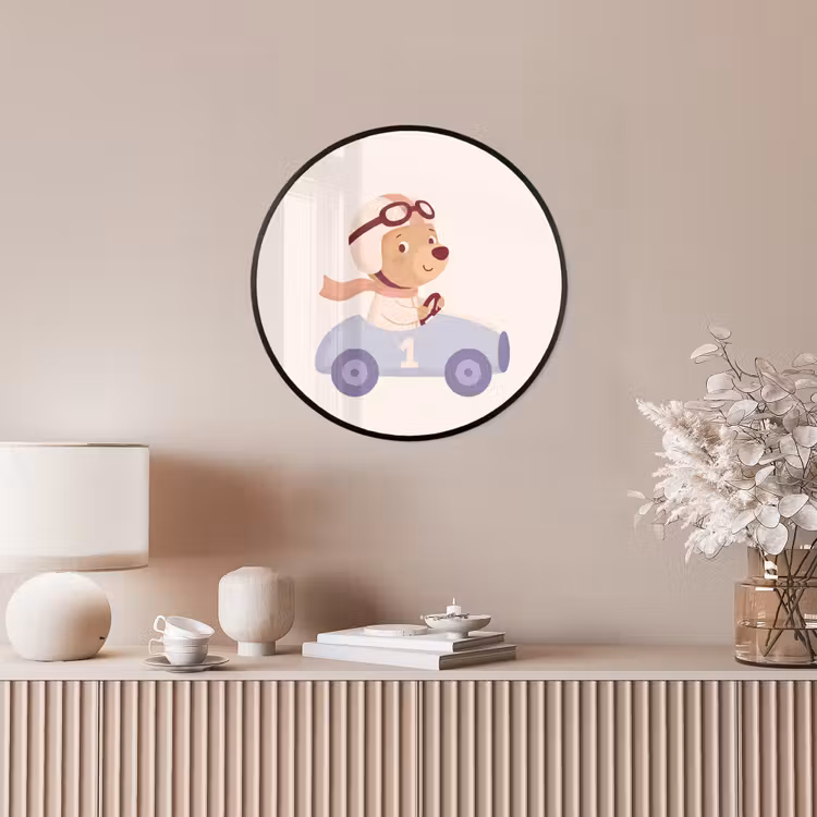 Ronde fotolijst - Beer - Auto - Kinderkamer - Cartoon - Speels — 5