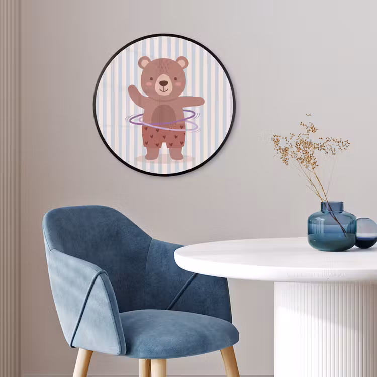 Ronde fotolijst - Beer - Hoepel - Kinderkamer - Illustratie - Bruin — 4