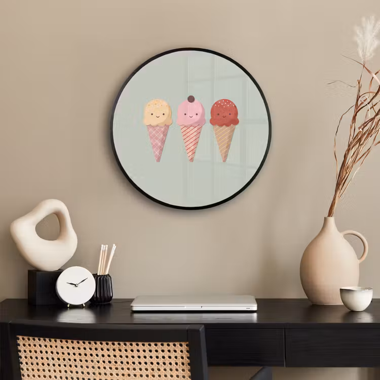 Ronde fotolijst - IJs - Hoorntjes - Eten - Illustratie - Vrolijk — 3