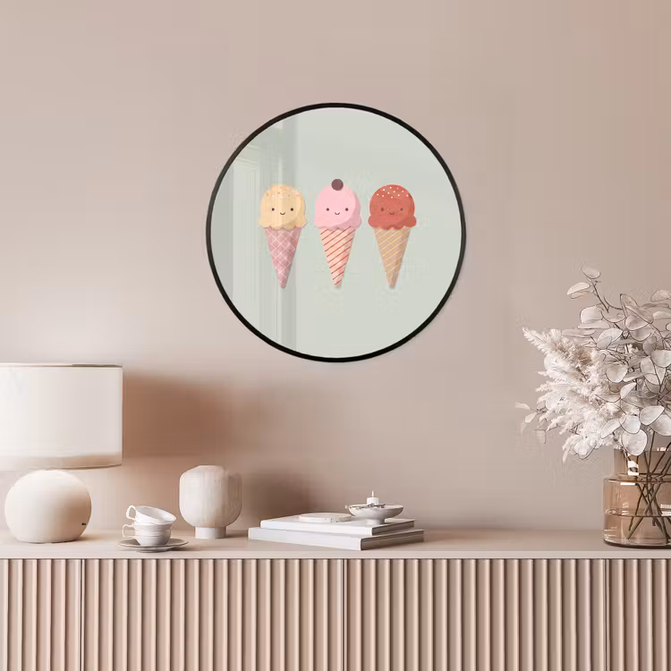 Ronde fotolijst - IJs - Hoorntjes - Eten - Illustratie - Vrolijk — 5