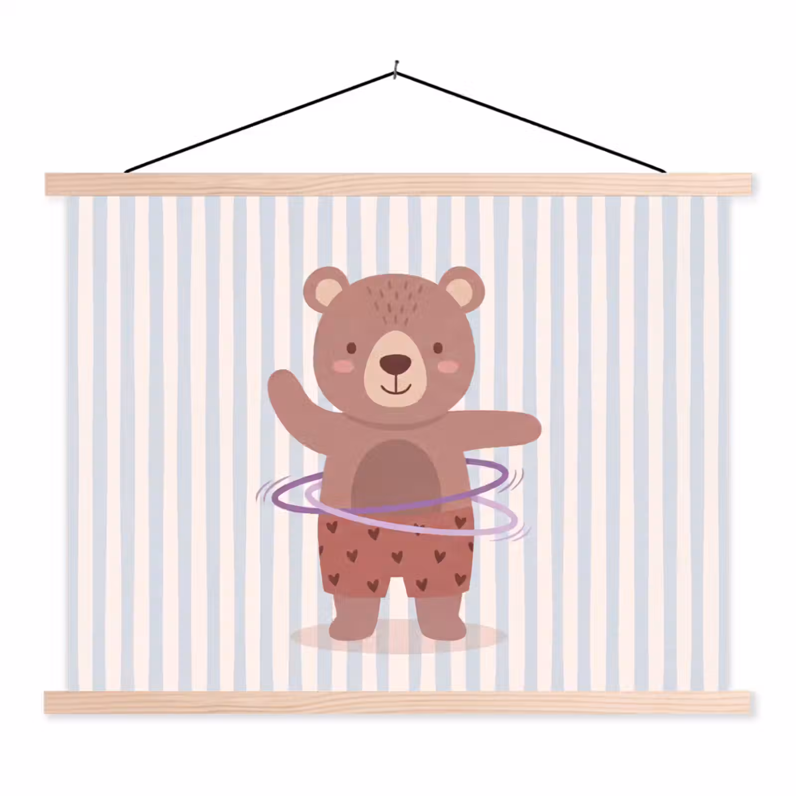 Schoolplaat - Beer - Hoepel - Kinderkamer - Illustratie - Bruin — 1