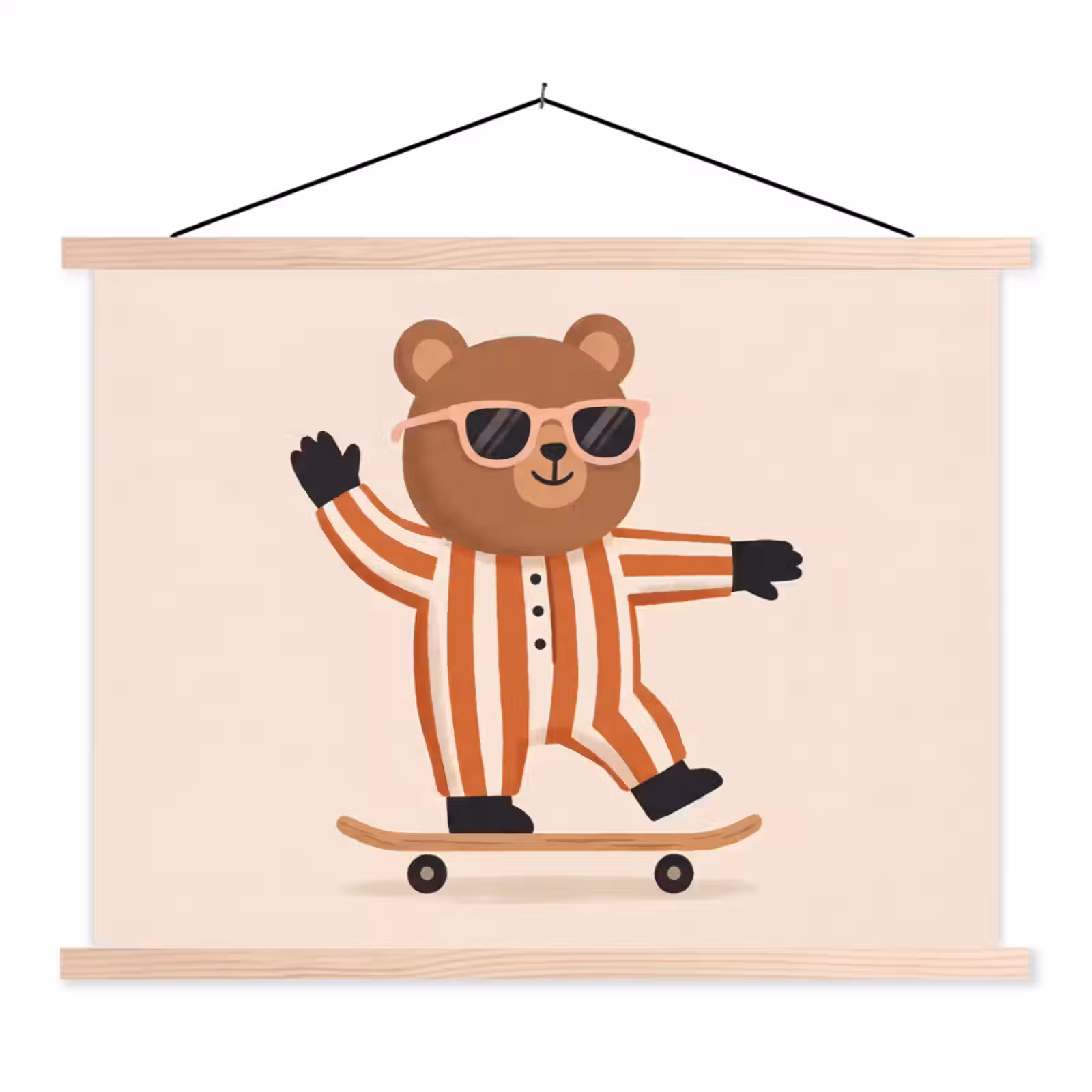 Schoolplaat - Dieren - Skateboard - Spel - Cartoon - Roze — 1