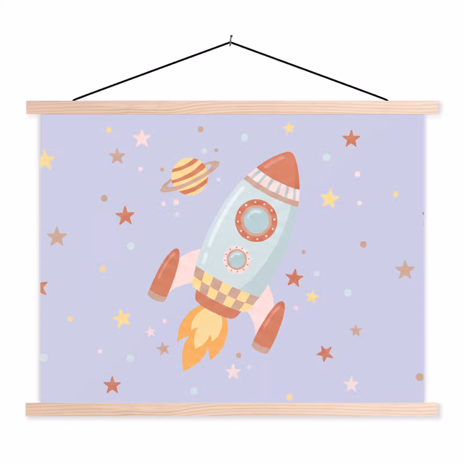 Schoolplaat - Raket - Ruimte - Planeet - Illustratie — 1