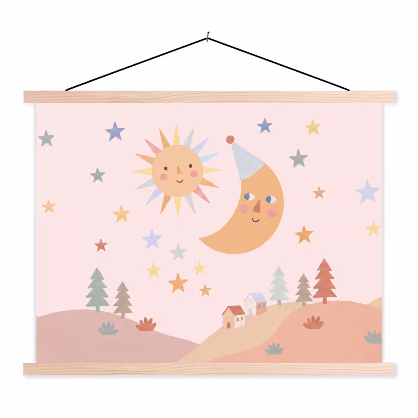 Schoolplaat - Zon - Maan - Sterren - Kinderkamer - Pastel — 1