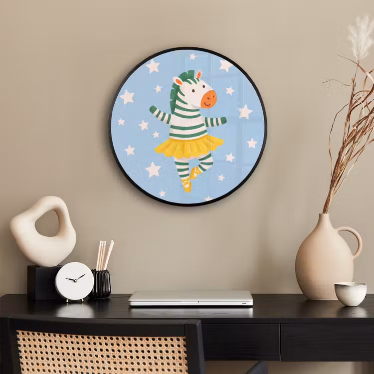 Ronde fotolijst - Dieren - Dans - Illustratie - Kinderkamer - Sterren — 3
