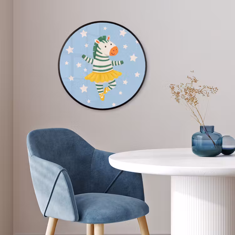 Ronde fotolijst - Dieren - Dans - Illustratie - Kinderkamer - Sterren — 4