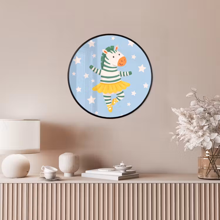 Ronde fotolijst - Dieren - Dans - Illustratie - Kinderkamer - Sterren — 5