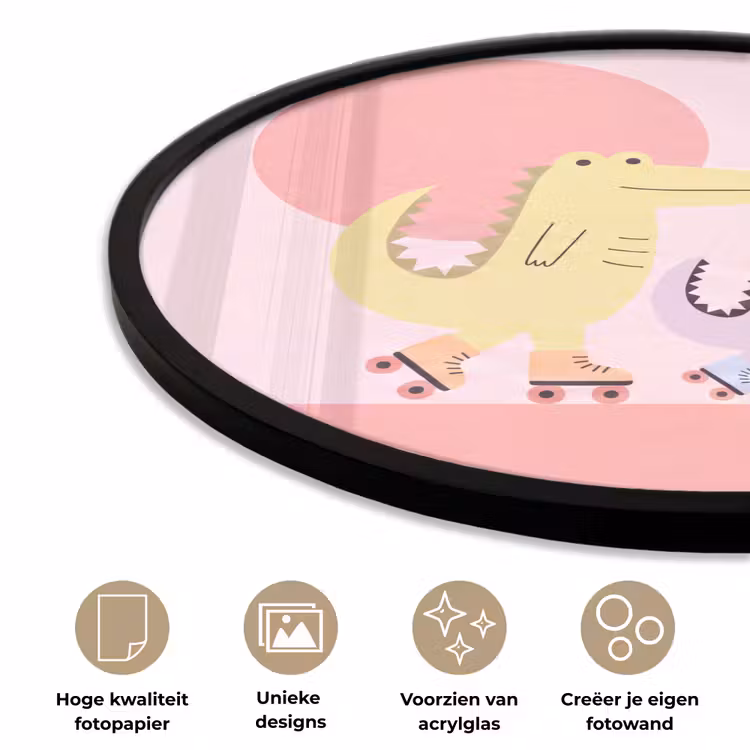 Ronde fotolijst - Dieren - Skaten - Illustratie - Speels - Roze — 2
