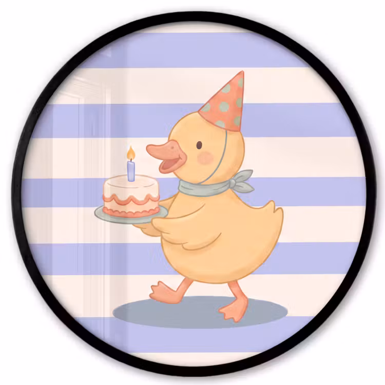 Ronde fotolijst - Vogel - Feest - Taart - Kinder - Illustratie — 1