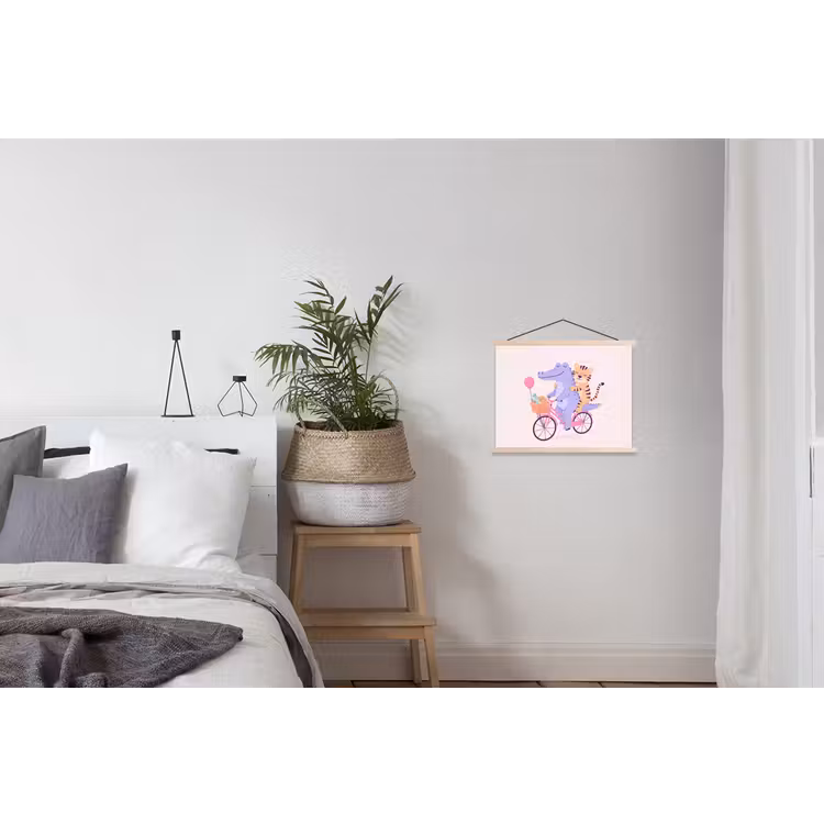 Schoolplaat - Dieren - Fiets - Vriendschap - Illustratie - Roze — 2