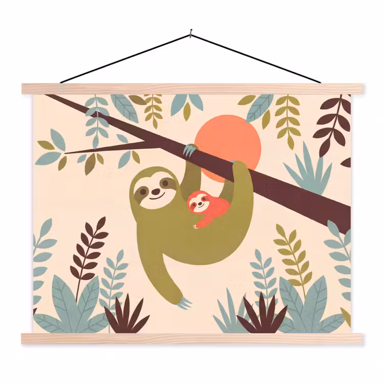Schoolplaat - Dieren - Moeder - Baby - Natuur - Groen — 1