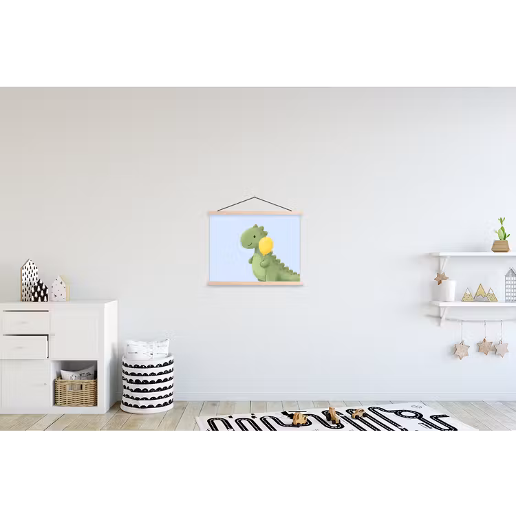 Schoolplaat - Dinosaurus - Ballon - Kinderkamer - Illustratie - Groen — 3
