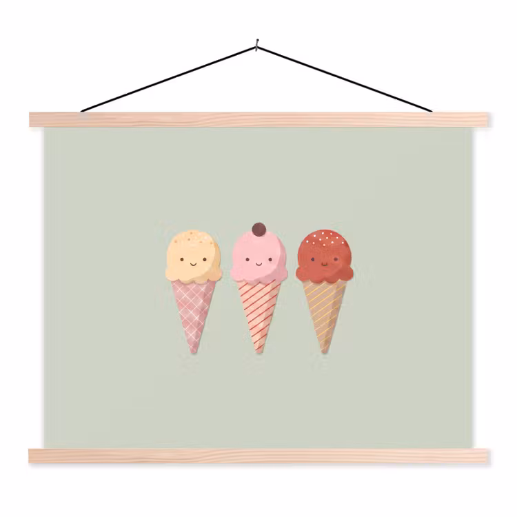 Schoolplaat - IJs - Hoorntjes - Eten - Illustratie - Vrolijk — 1