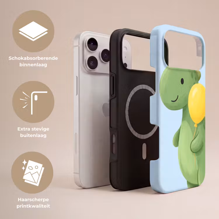Telefoonhoesje Toughcase - Dinosaurus - Ballon - Kinderkamer - Illustratie - Groen — 3