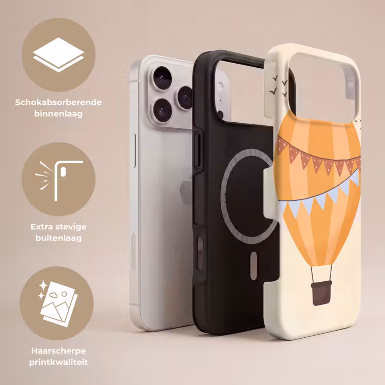 Telefoonhoesje Toughcase - Luchtballon - Slingers - Avontuur - Illustratie - Oranje — 3