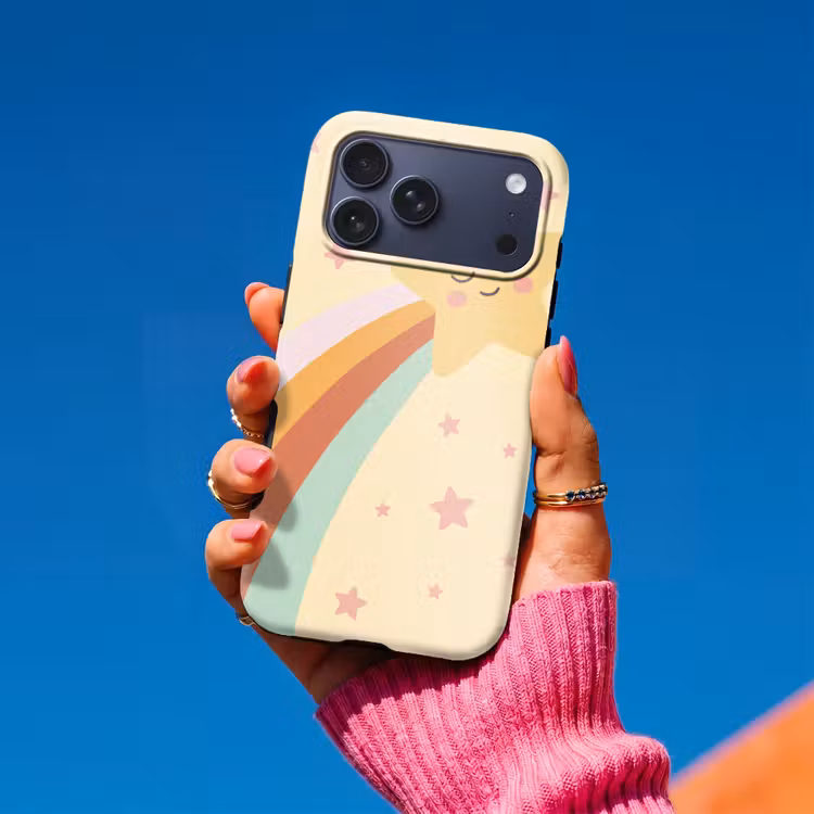 Telefoonhoesje Toughcase - Ster - Regenboog - Nacht - Illustratie - Pastel — 2