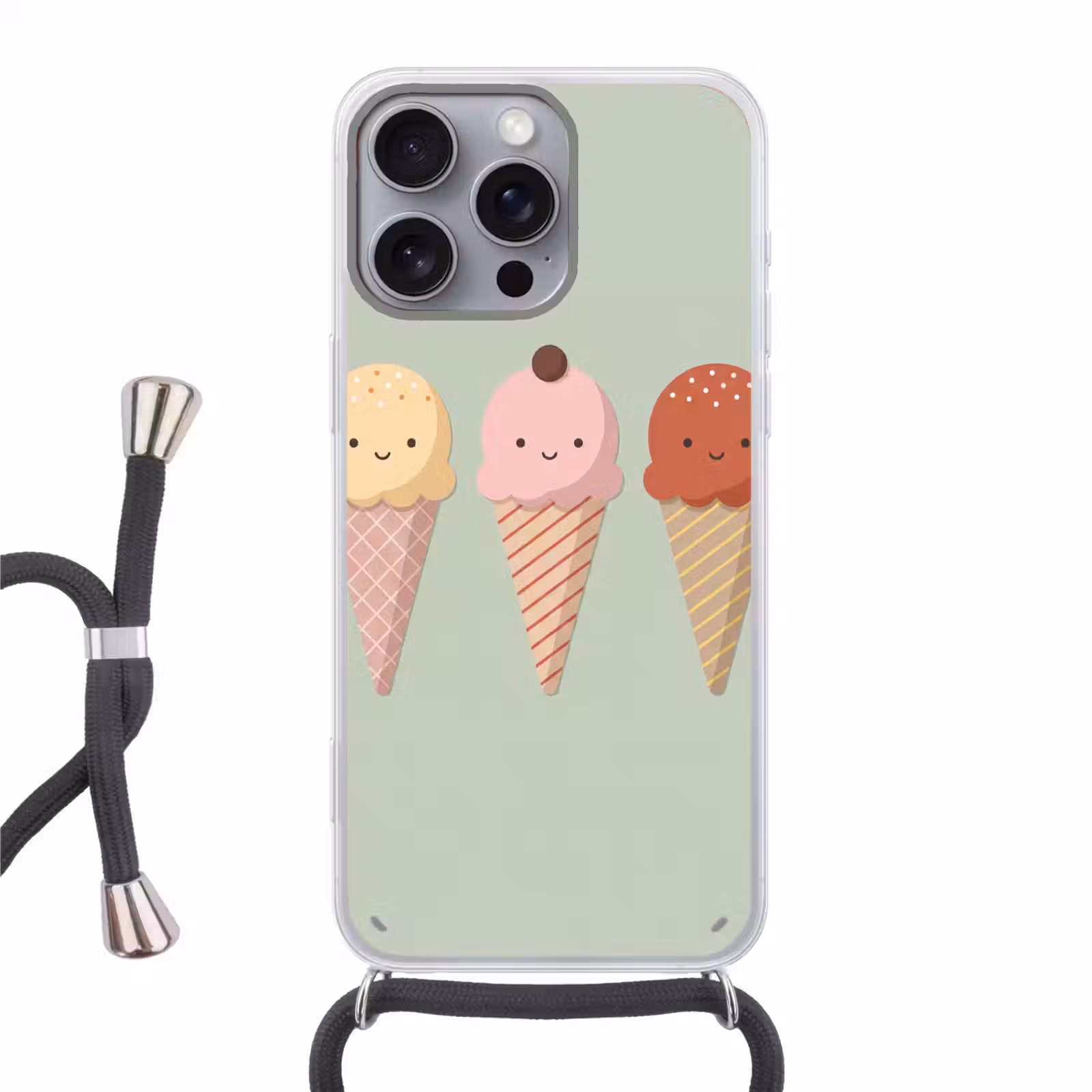 Telefoonhoesje met koord - IJs - Hoorntjes - Eten - Illustratie - Vrolijk — 1