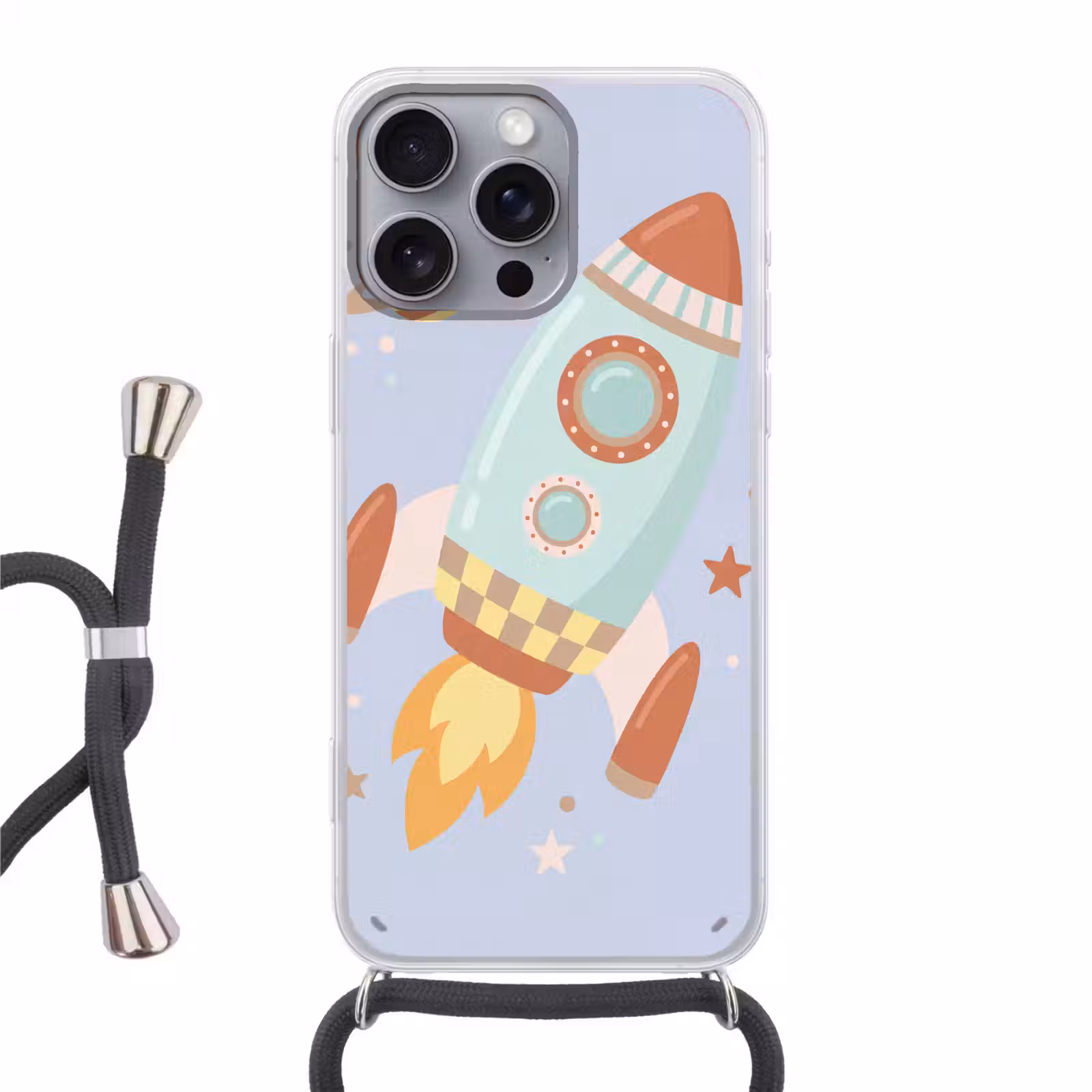 Telefoonhoesje met koord - Raket - Ruimte - Planeet - Illustratie — 1
