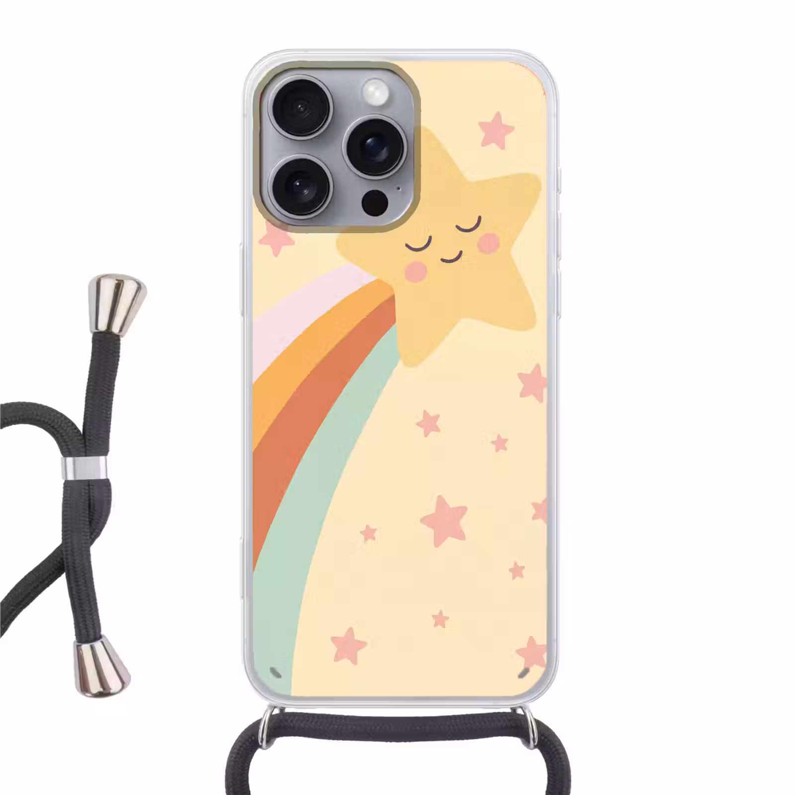 Telefoonhoesje met koord - Ster - Regenboog - Nacht - Illustratie - Pastel — 1