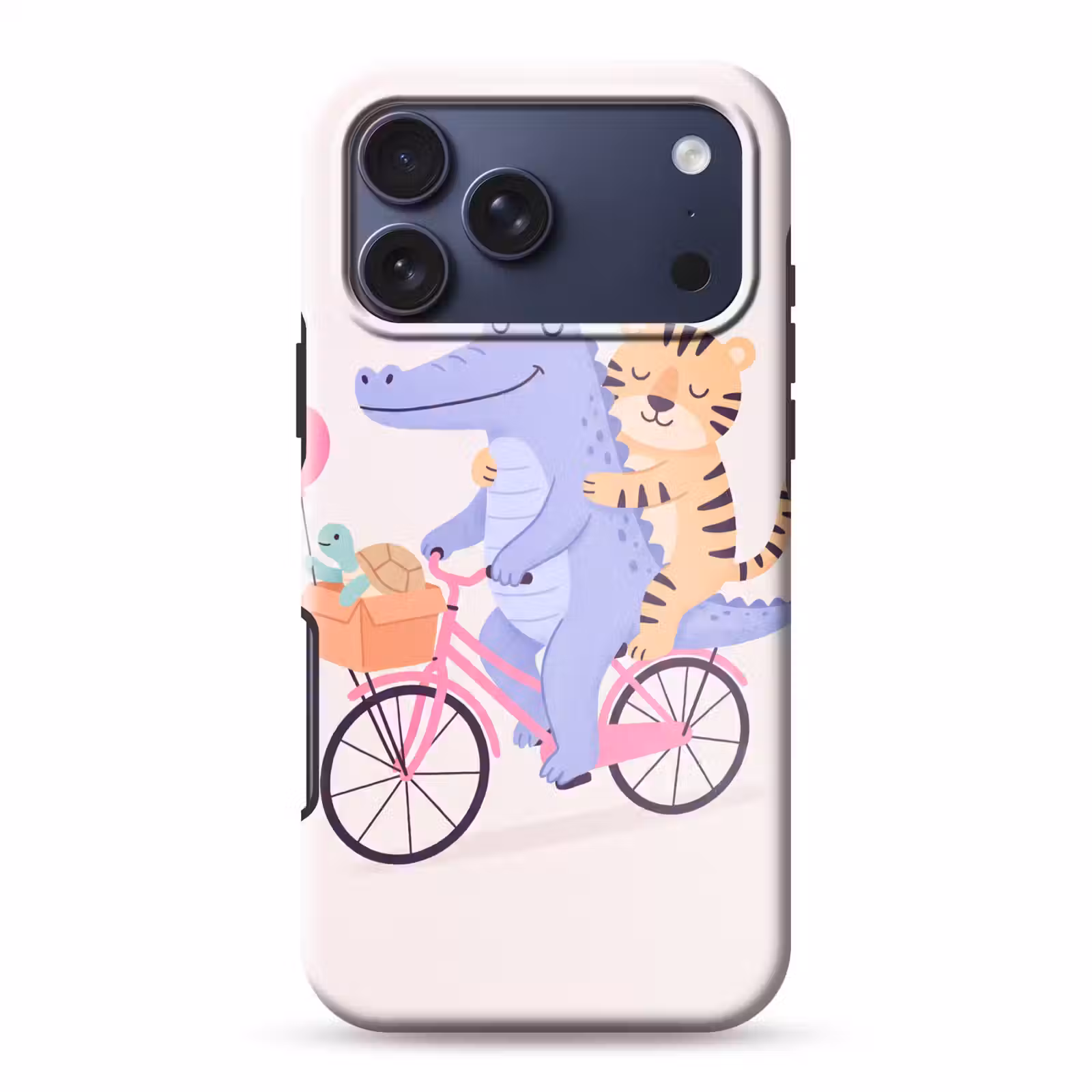 Telefoonhoesje Toughcase - Dieren - Fiets - Vriendschap - Illustratie - Roze — 1