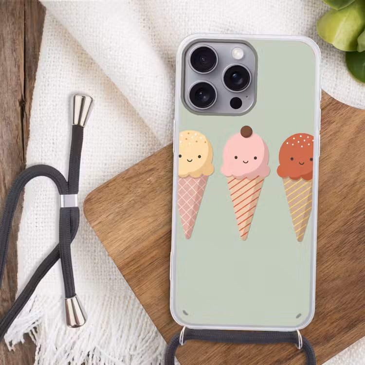 Telefoonhoesje met koord - IJs - Hoorntjes - Eten - Illustratie - Vrolijk — 3