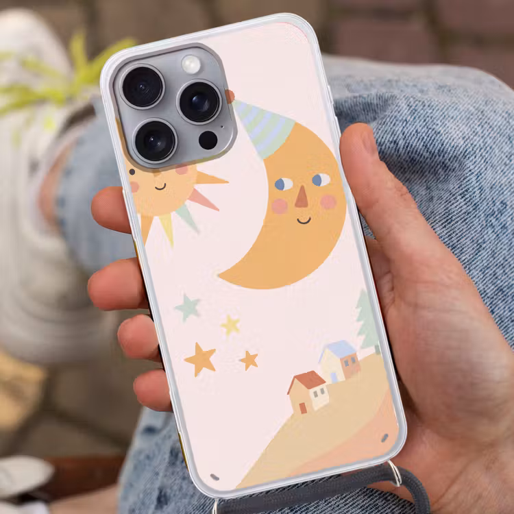 Telefoonhoesje met koord - Zon - Maan - Sterren - Kinderkamer - Pastel — 2
