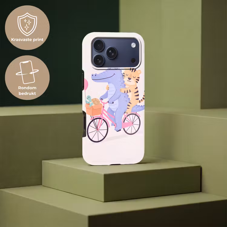 Telefoonhoesje Toughcase - Dieren - Fiets - Vriendschap - Illustratie - Roze — 7
