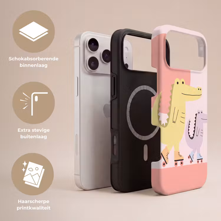 Telefoonhoesje Toughcase - Dieren - Skaten - Illustratie - Speels - Roze — 3
