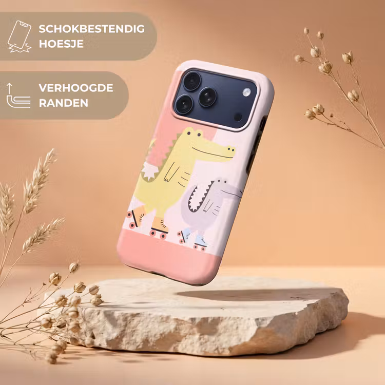 Telefoonhoesje Toughcase - Dieren - Skaten - Illustratie - Speels - Roze — 5