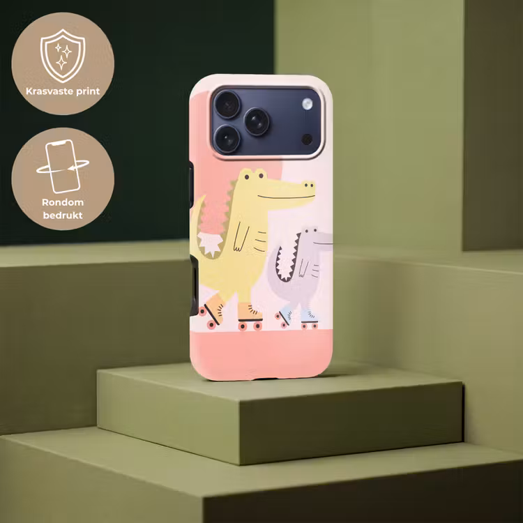 Telefoonhoesje Toughcase - Dieren - Skaten - Illustratie - Speels - Roze — 7