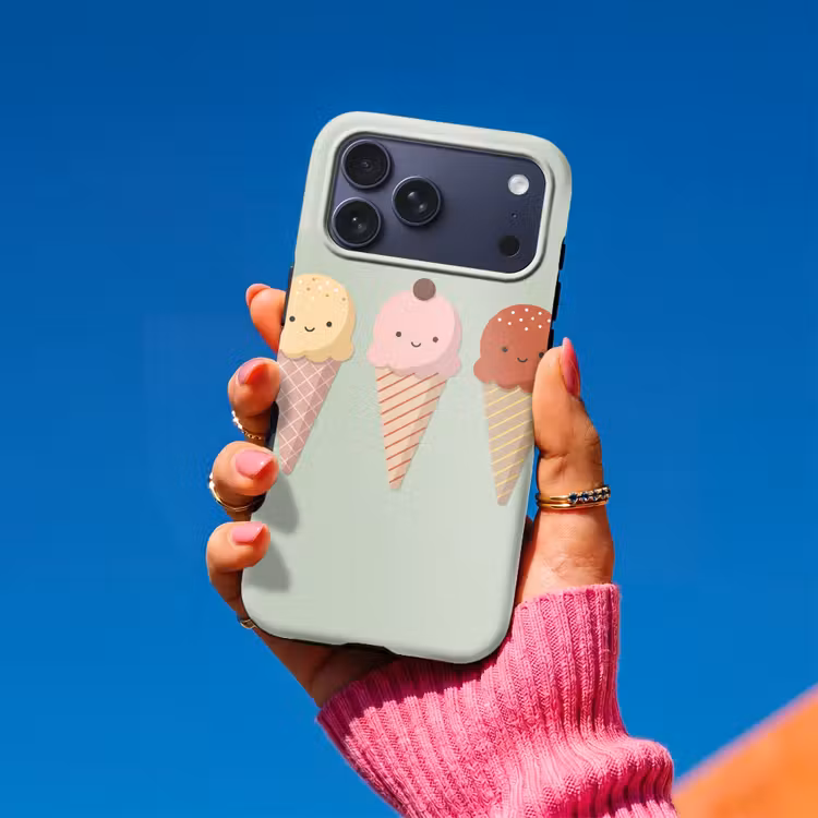 Telefoonhoesje Toughcase - IJs - Hoorntjes - Eten - Illustratie - Vrolijk — 2