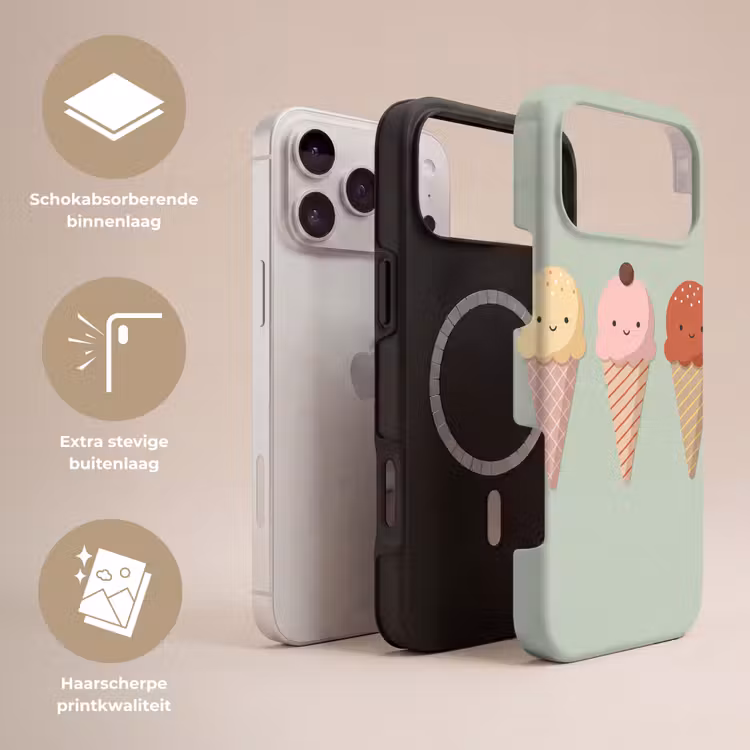 Telefoonhoesje Toughcase - IJs - Hoorntjes - Eten - Illustratie - Vrolijk — 3