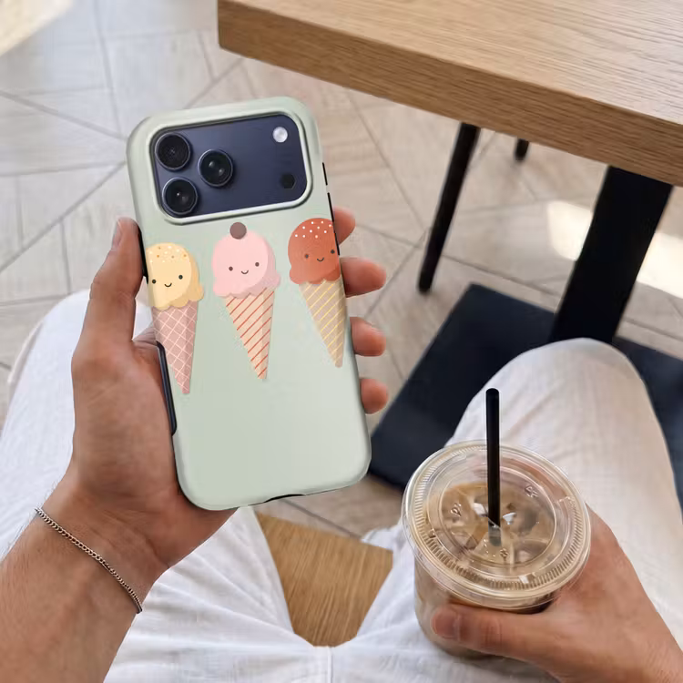 Telefoonhoesje Toughcase - IJs - Hoorntjes - Eten - Illustratie - Vrolijk — 4