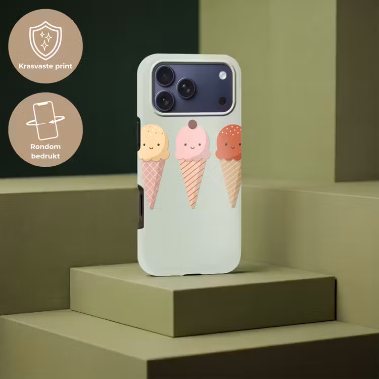 Telefoonhoesje Toughcase - IJs - Hoorntjes - Eten - Illustratie - Vrolijk — 7