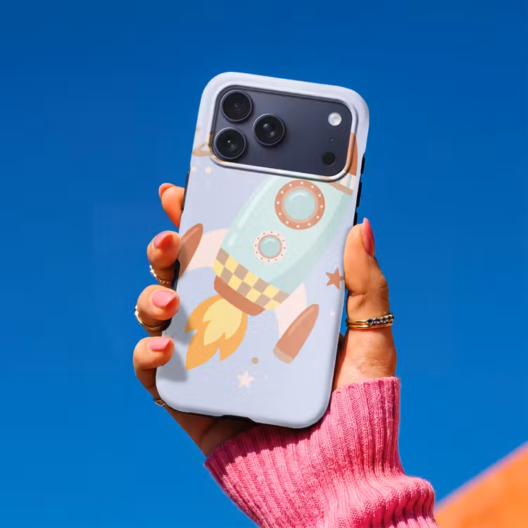 Telefoonhoesje Toughcase - Raket - Ruimte - Planeet - Illustratie — 2